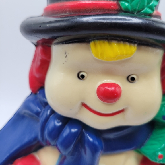 Vintage Snowman Top Hat Christmas Tree Blow Mold 7.5" Height - Picture 7 of 10
